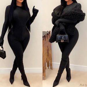 Black Fitted Full Body Suit